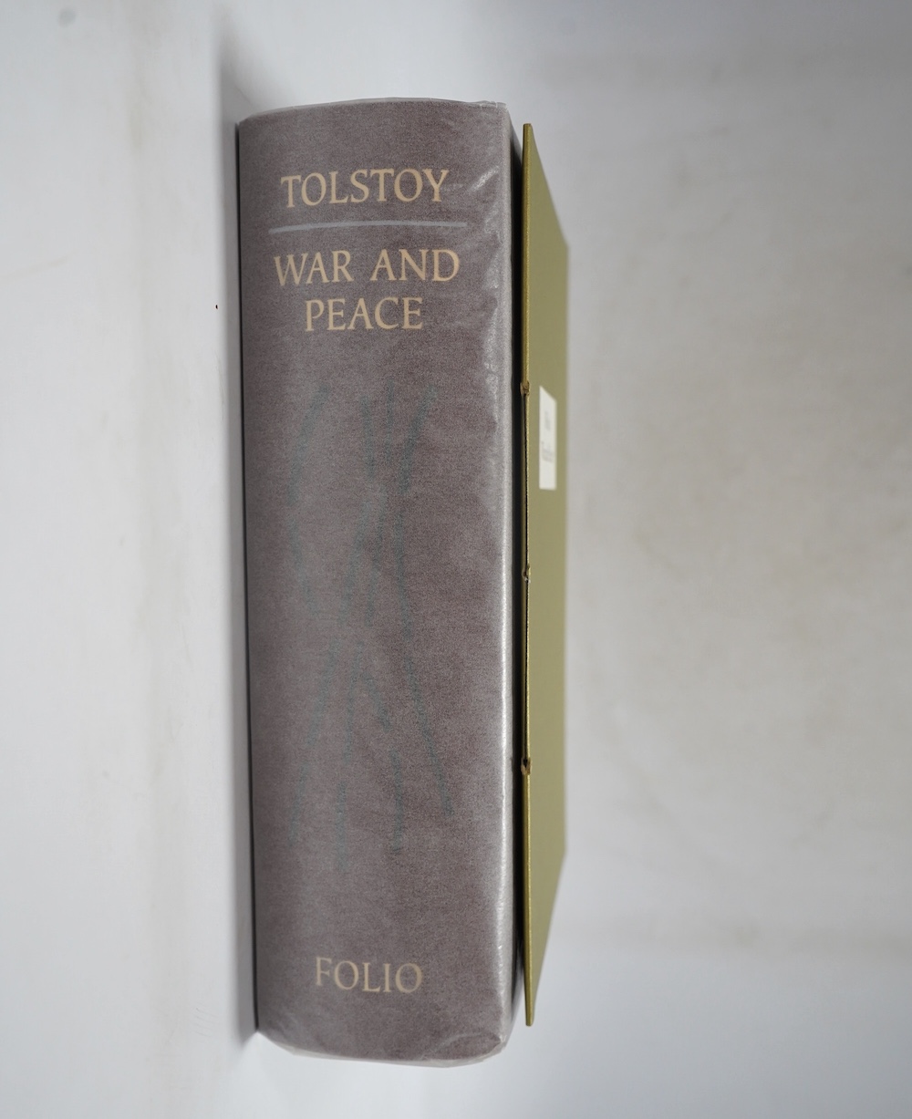 Folio Society - Tolstoy, Leo - War and Peace, one of 1750, quarto, top edge gilt, original full morocco binding with decorated boards, unopened, tissue wrapped, housed in original solander box with accompanying booklet b